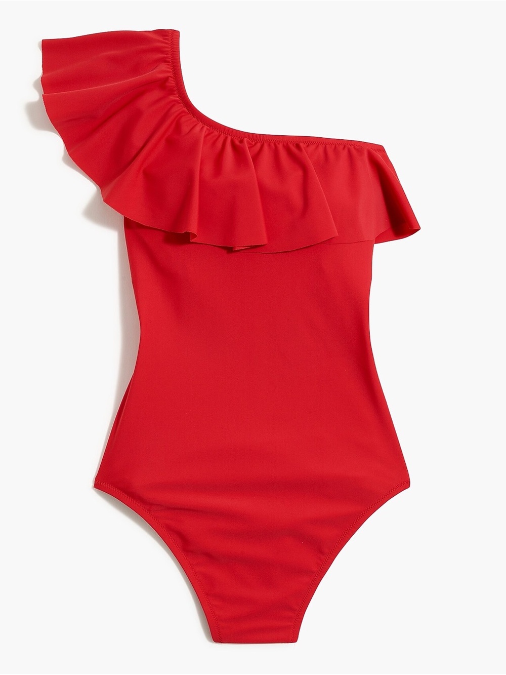 Ruffle one-shoulder one-piece swimsuit